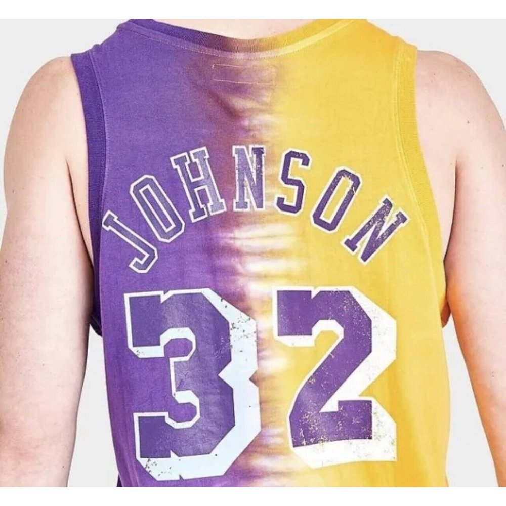 Men's Mitchell & Ness Los Angeles Lakers NBA Magic Johnson Tie-Dye Tank Sz Large - Picture 4 of 5